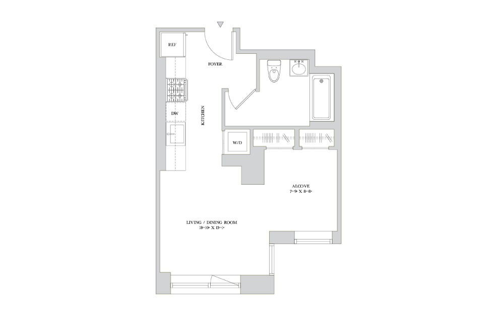 C 14-15 - Studio floorplan layout with 1 bathroom