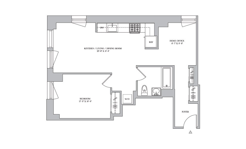 J 14-15 - 1 bedroom floorplan layout with 1 bathroom and 769 square feet