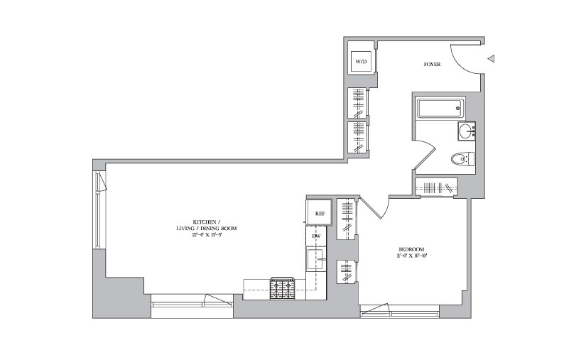 F 8-11 - 1 bedroom floorplan layout with 1 bathroom and 759 square feet