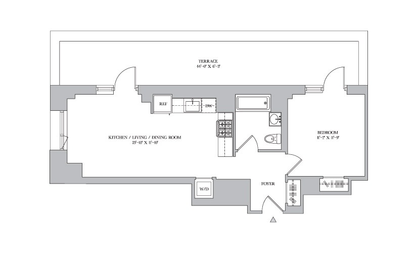 H 16 - 1 bedroom floorplan layout with 1 bathroom and 657 square feet