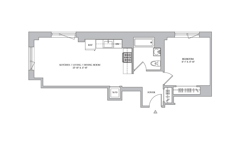 H 17-30 - 1 bedroom floorplan layout with 1 bathroom and 658 square feet