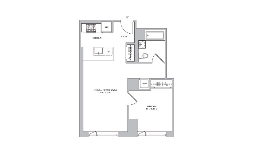 C 8 - 1 bedroom floorplan layout with 1 bathroom and 622 square feet