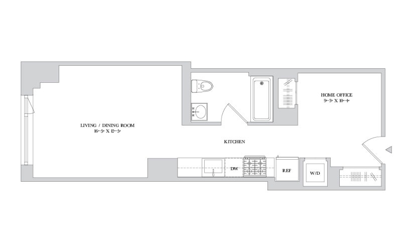 H 8-11 - Studio floorplan layout with 1 bathroom and 504 square feet