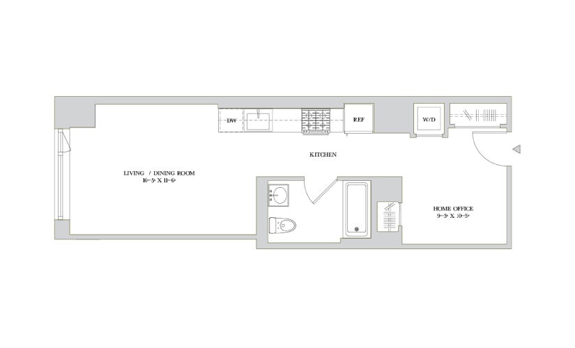 J 8-11 - Studio floorplan layout with 1 bathroom and 427 square feet