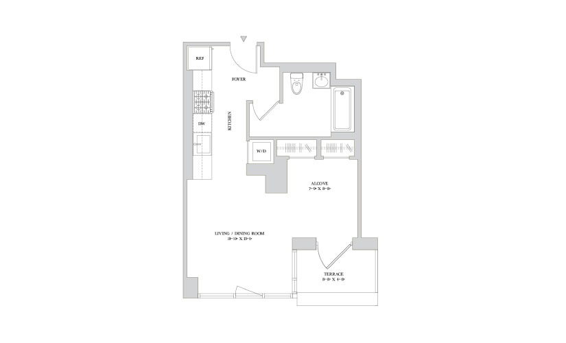 C 12 - Studio floorplan layout with 1 bathroom and 494 square feet