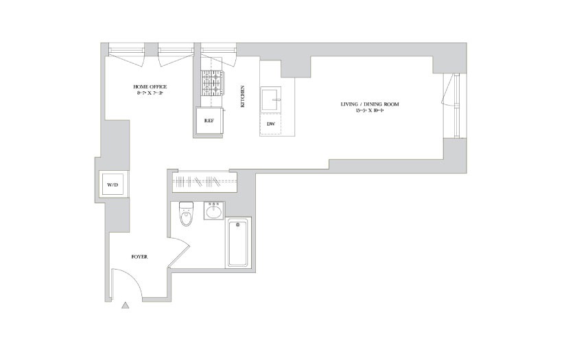 K 12-15 - Studio floorplan layout with 1 bathroom and 604 square feet