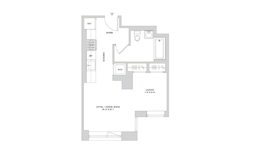 C 14-15 - Studio floorplan layout with 1 bathroom and 494 square feet