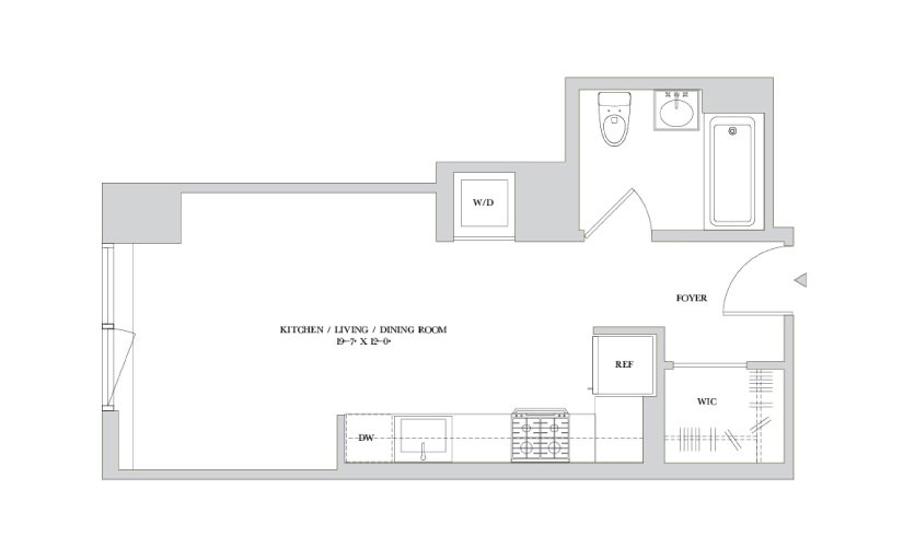 H 14-15 - Studio floorplan layout with 1 bathroom and 422 square feet