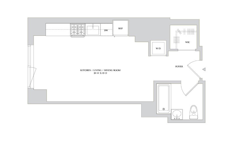 G 16-30 - Studio floorplan layout with 1 bathroom and 439 square feet